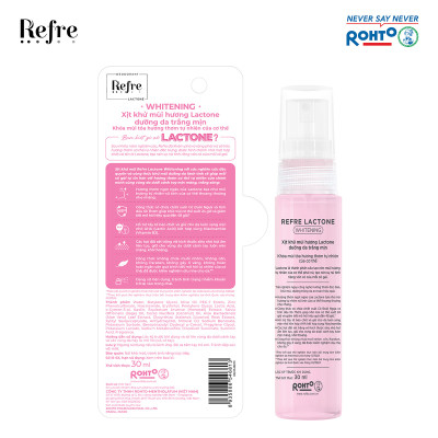 Xịt khử mùi, khóa mùi tỏa hương thơm tự nhiên cơ thể Refre Lactone Whitening 30ml