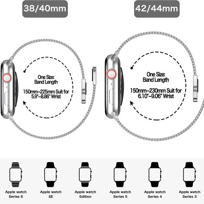 Dây Thép Milan Loop Từ Tính cho Apple Watch Series 1/2/3/4/5/6/7/8/9/SE1,2 & Apple Watch Ultra 1/2 Size 38/40/41/42/44/45/49mm - Hàng Chính Hãng