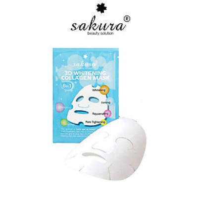 Mặt nạ trắng da Sakura 3D Whitening Collagen Mask Nhật Bản - 1 miếng 25ml