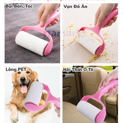Cây Lăn Bụi Quần Áo Đa Năng Kèm Lõi 60 Lớp Lăn Tóc Làm Sạch Ga Giường Tiện Lợi TẶNG Móc Treo
