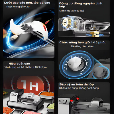 Máy băm thịt và rau củ quả tự động công nghiệp, dùng cho nhà hàng và khách sạn. Thương hiệu Mỹ cao cấp Septree - GJ805. Hàng nhập khẩu