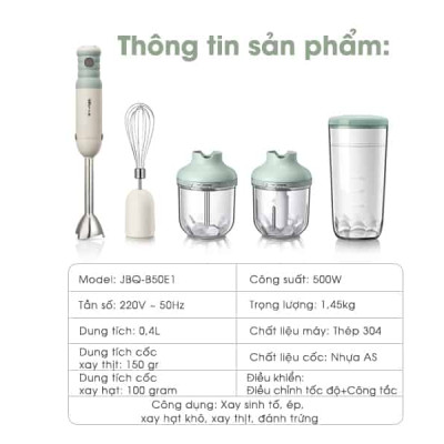 Bộ máy xay cầm tay đa năng Model: JBQ-B50E1- Hàng chính hãng