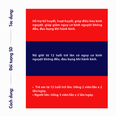 Cân bằng nội tiết tố nữ bổ huyết điều hoà kinh nguyệt Tốt Nữ Hoa Việt hộp 60 viên