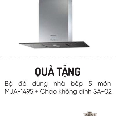 Máy hút khói khử mùi ZETA K1573 - Tặng Bộ đồ dùng nhà bếp 5 món MJA-1495 + Chảo không dính SA-02 - Hàng chính hãng
