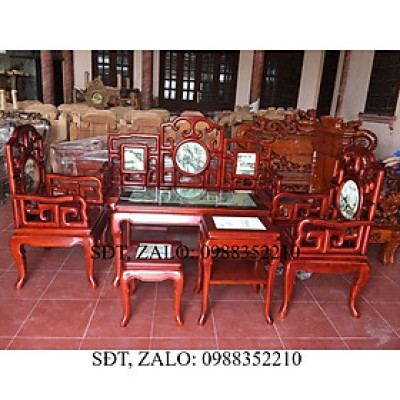 Bộ Bàn Ghế Guột Móc Mỏ Khảm Đá Gỗ Gụ