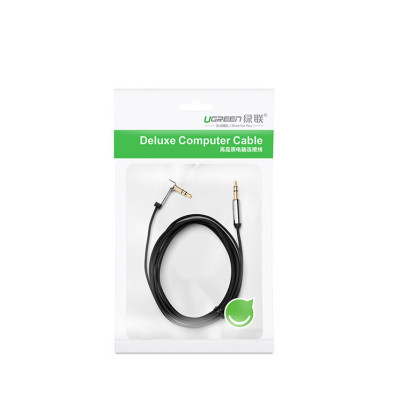Dây Audio UGREEN 3.5mm dẹt, mạ vàng 1 đầu vuông 90 dài 5m TPE AV119 10729 (Đen) - Hàng Chính Hãng.
