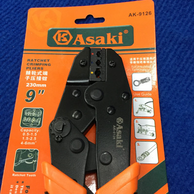 Kềm bấm cosse chỉa bọc nhựa 9in/230mm  Asaki AK-9126 (0.5 ~ 6mm2 )
