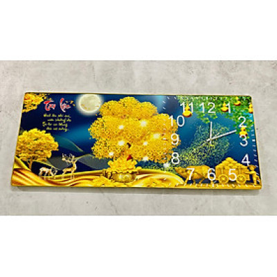 XẢ KHO TRANH ĐỒNG HỒ - TRANH ĐỒNG HỒ TRÁNG GƯƠNG CÂY KIM TIỀN TÀI LỘC (TẶNG KÈM ĐINH 3 CHÂN)