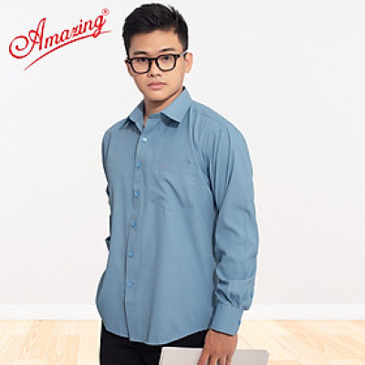 Áo sơ mi nam màu trơn, phong cách công sở thanh lịch, form regular cơ bản, dáng xuông, tay dài, có size lớn