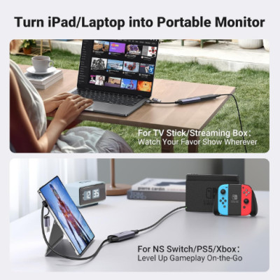 Cáp ghi hình HDMI Ugreen 25854 CM716 sang USB A/ USB C Hỗ trợ Capture 4K30Hz Output 1080P@60Hz - Hàng chính hãng