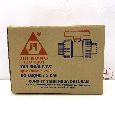Van hai (2) đầu rắc co 75 nhựa PVC Jiarong _ UB025
