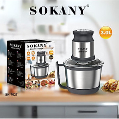 Máy xay thịt đa năng SOKANY SK-7027 dung tích 3L, công suất cao 800W xay nhuyễn mọi thực phẩm, dễ dàng vệ sinh - HÀNG CHÍNH HÃNG