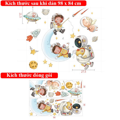 Sticker Giấy Dán Tường Decal Dán tường Tranh Dán Tường Trang Trí Tường Mẫu Em Làm Phi Hành Gia ZH91