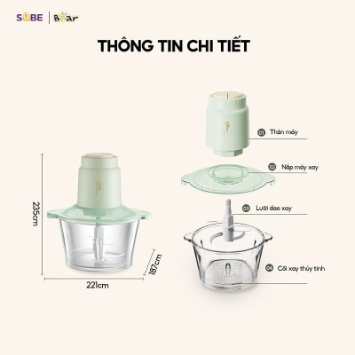 Máy xay thịt Bear lưỡi dao kép 1.8L SB-MX20A (Bản Quốc Tế) - Hàng chính hãng