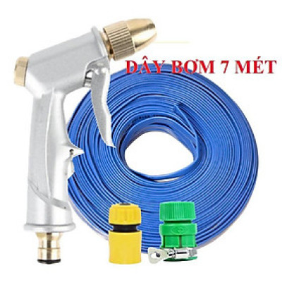 ️ Bộ dây vòi xịt nước rửa xe, tưới cây , tăng áp 3 lần, loại 7m, 10m 206701 đầu đồng,cút, + khăn phượt
