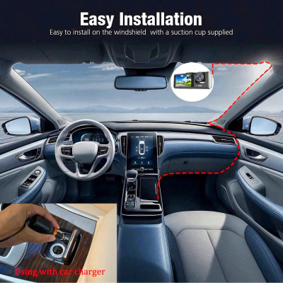 Camera Hành Trình Wifi 2 Mắt Màn Hình IPS FHD 1080P 30fps IR/Mic Kết Nối Android/iOS