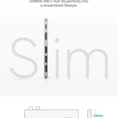 Ugreen UG60559CM251TK màu xám Type C Pro Hub 4K cho Macbook Pro / Air 16 " / 15" / 13" 100W sạc PD + 4K HDMI + 3 x USB 3.0 + Thunderbolt 3 8K - HÀNG CHÍNH HÃNG