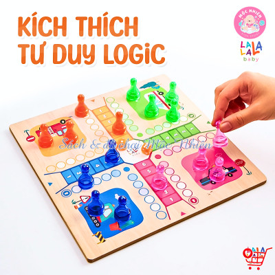 Đồ chơi cờ Lala Boardgame 2in1 - Bộ cờ gỗ 2 mặt cờ caro và cờ cá ngựa - Lalala baby
