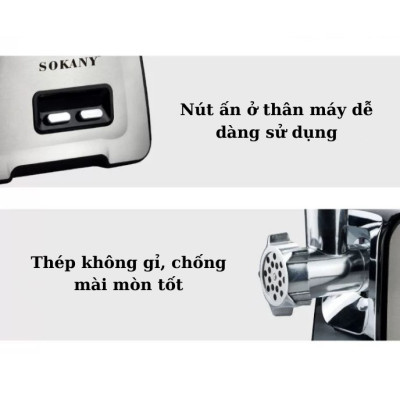 Máy xay nhồi thịt đa năng SOKANY SK-090, công suất 3200W, vừa xay thịt, vừa đùn thịt, nhồi lạp xưởng, xúc xích tại nhà - HÀNG CHÍNH HÃNG