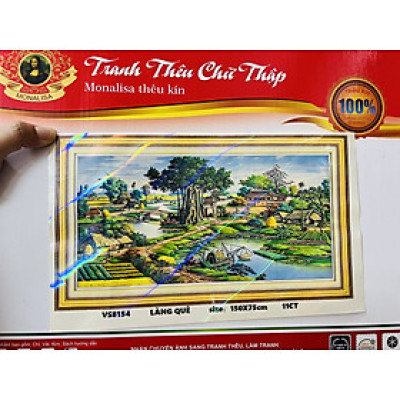 Tranh thêu kín Phong cảnh làng quê vs8154, kích thước 150 x 70 cm