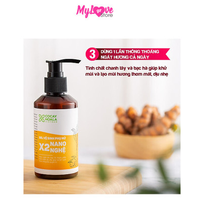 Dung Dịch Vệ Sinh Phụ Nữ X2 Nano Nghệ Cocayhoala Giảm Mùi Hôi, Ngứa, Khí Hư - Se khít Vùng Kín, Chai 150 ml 