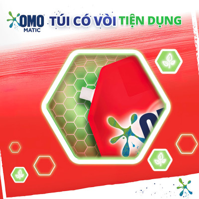 Túi Nước Giặt Omo Matic Cho Máy Giặt Cửa Trước Hương Hoa Anh Thảo Ngăn Mùi Ẩm Mốc 3.6KG