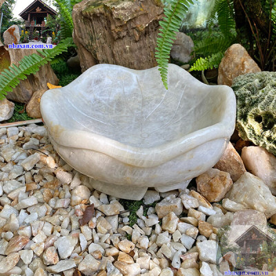 Bát thả hoa tụ lộc đá thạch anh trắng NHA SAN BTH02 Tượng trưng cho sự thịnh vượng, sung túc - 10.4kg (33 x 13 cm)