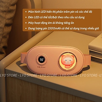 ￼Đai Chườm Nóng Massage Bụng KAW 6 Chế Độ Màn LED Thông Minh, Giảm Đau Bụng Kinh Nhanh Chóng, Làm Ấm Vùng Bụng Vùng Lưng