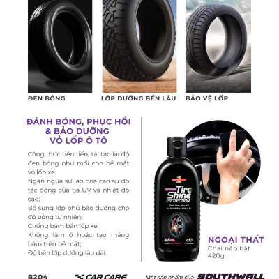 Kem Đánh Bóng Bảo Dưỡng Vỏ Lốp Ô Tô SUPERONE Tire Shine Protection - Exterior SOUTHWALL B204