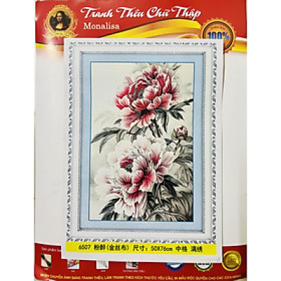 Tranh thêu kín chữ thập Hoa mẫu đơn 6507, kích thước 50 x 76 cm