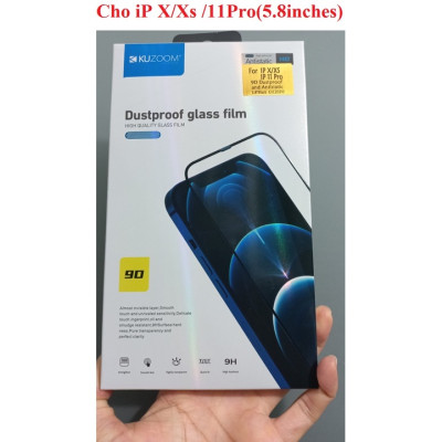 Cường lực full màn hình cho iP X ; Xs ; 11 Pro (5.8inches) Kuzoom 9D _ Hàng chính hãng