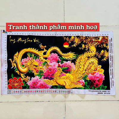 Tranh thêu chữ thập Long phụng sum vầy ED43, kích thước 95 x 54 cm