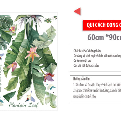 Sticker Giấy Dán Tường Decal Dán tường Mẫu Hoa Lá Cực Xinh ZH019