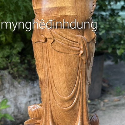 Tượng phật adiđa đứng tọa sen bằng gỗ bách xanh thơm nức kt cao 30x10x9cm 