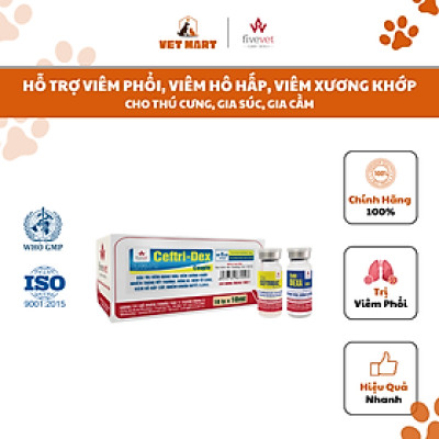 [10ml] Five-Ceftri-Dex-hỗ trợ trị viêm hô hấp cấp, viêm xương-khớp, viêm tử cung cho thú cưng, chim cảnh, gia súc