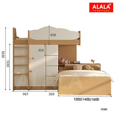 Giường tầng trẻ Em ALALA160 đa năng/ Miễn phí vận chuyển và lắp đặt/ Đổi trả 30 ngày/ Sản phẩm được bảo hành 5 năm từ thương hiệu ALALA/ Chịu lực 700kg