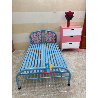 Giường sắt 80cmx2m giá rẻ màu xanh
