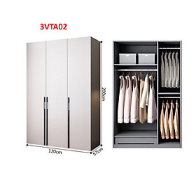 Tủ quần áo thiết kệ hiện đại - Tủ quần áo gỗ MDF 3VTA02A