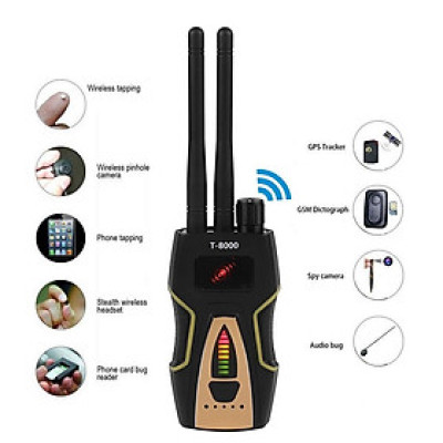 ROGTZ - Máy Dò Phát Hiện Camera, Ghi Âm T8000 Quét dải tần rộng 1MHz - 8000MHz Dò tín hiệu vô tuyến Từ trường GPS  Sóng điện thoại Độ nhạy cao Phạm vi dò rộng Pin trâu 15-20 giờ  Nhỏ gọn Tiện lợi Văn phòng Khách sạn Phòng thay đồ - Hàng Chính Hãng