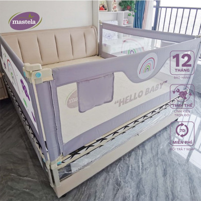Thanh chắn giường cho bé điều chỉnh độ cao linh hoạt bảo vệ bé chống va đập, ngã lộn hình Cầu Vồng/Hello Baby 4BABIES