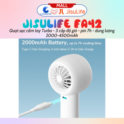Quạt mini cầm tay JisuLife FA42 - dung lượng pin 2000 - 4500mAh - Hàng chính hãng