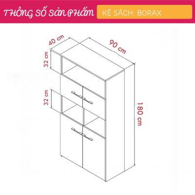 Giá sách gỗ công nghiệp thiết kế tiện dụng SMLIFE Borax