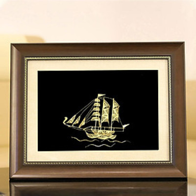 Tranh thuyền buồm phong thuỷ mạ vàng 24K