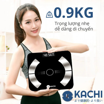 Cân điện tử bluetooth phân tích chỉ số cơ thể Kachi MK223 - Màu đen - Hàng chính hãng