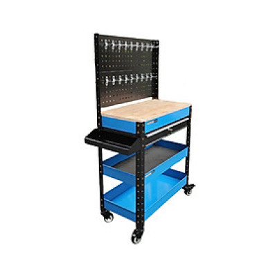 XE ĐẨY DỤNG CỤ 1 NGĂN KÉO CÓ MẶT BÀN GỖ VÀ TẤM TREO