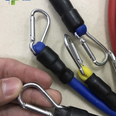 Bộ Dây Đàn Hồi Ngũ Sắc Tập Gym Đa Năng  11chi tiết, gọn nhẹ có thể mang đi lại bất kỳ nơi đâu, không bị gò bó về không gian và thời gian - tặng kèm túi đựng và hướng dẫn(móc to)