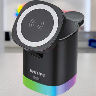 Đế sạc không dây Magnectic Wireless Philips 3 in 1 USB-C DLP8430CB/74 - Hàng chính hãng