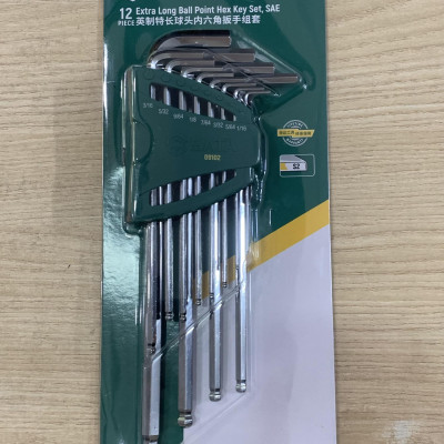 Bộ lục giác đầu bi 12 cái tay dài SATA 09102 hệ inch