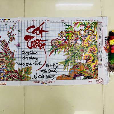Tranh thêu chữ thập Cát tường 4, kích thước 90 x 50 cm