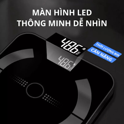 Cân điện tử bluetooth phân tích chỉ số cơ thể Kachi MK223 - Màu đen - Hàng chính hãng
